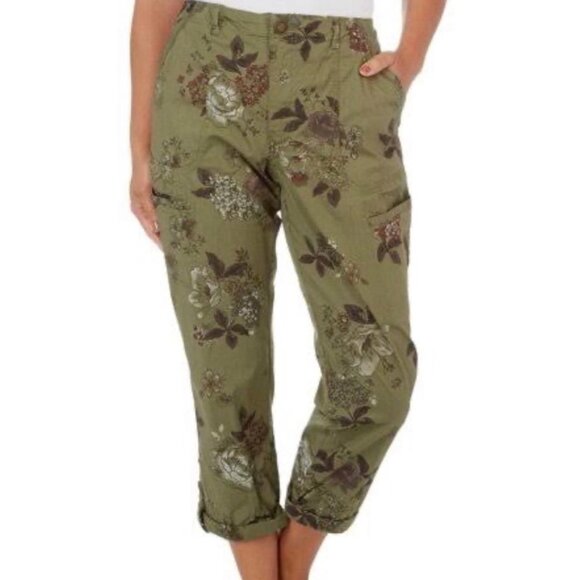 Democracy "Flex"- ellent Floral Cargo Capri Pants Sz 6 - Picture 1 of 8